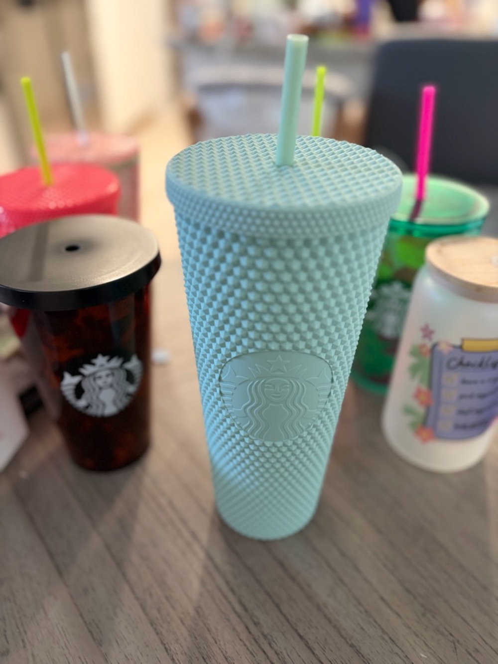 Starbucks Mint Green Studded Tumbler with Matching Straw